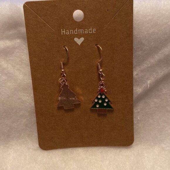 Christmas Tree with White  Lights Earrings - Picture 4 of 5
